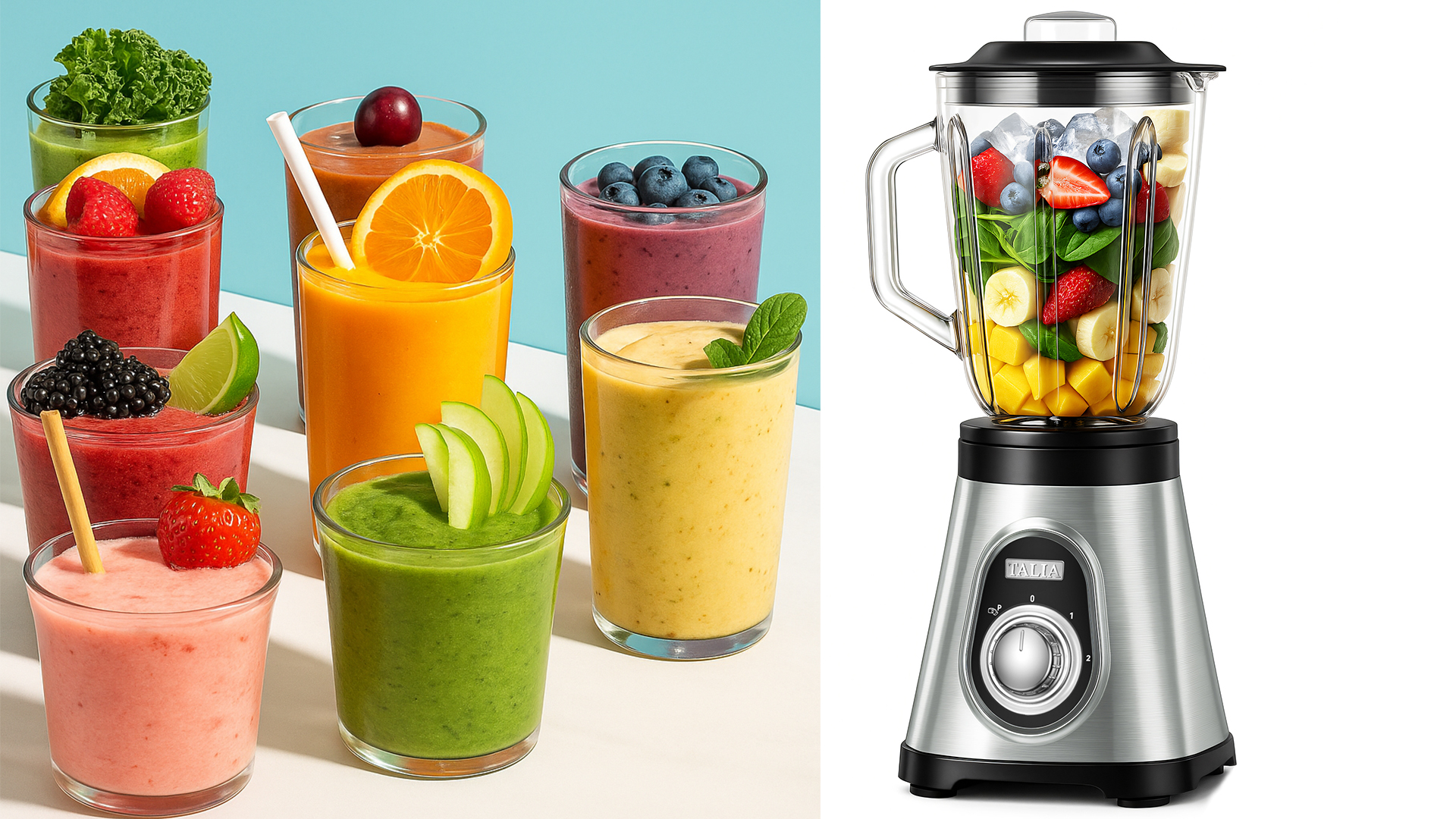 TALIA Smoothie Blender for Ice Crushing & Shakes, 750W Countertop