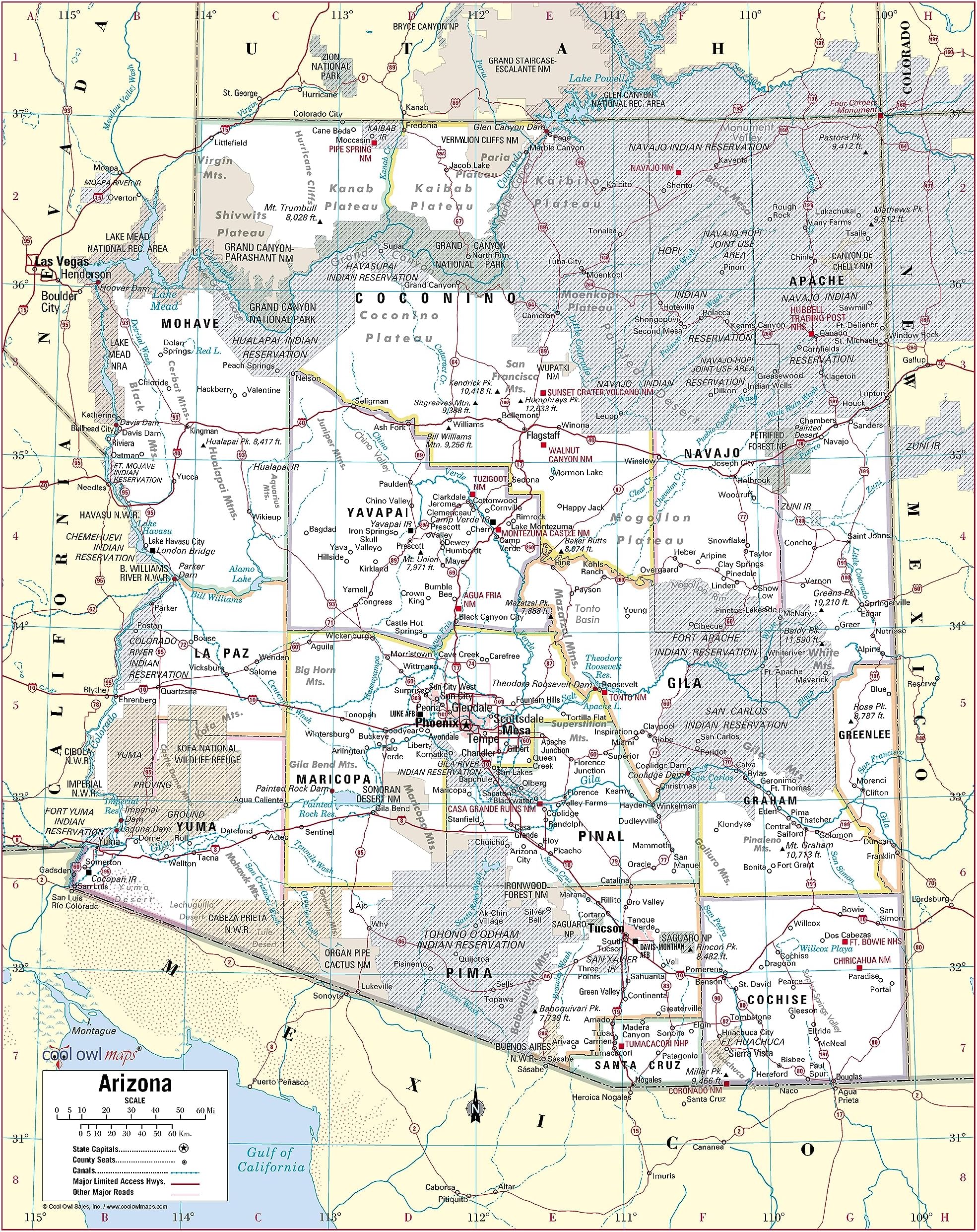 Cool Owl Maps Colorado State Wall Map Poster Rolled 32"x24" (laminated ...