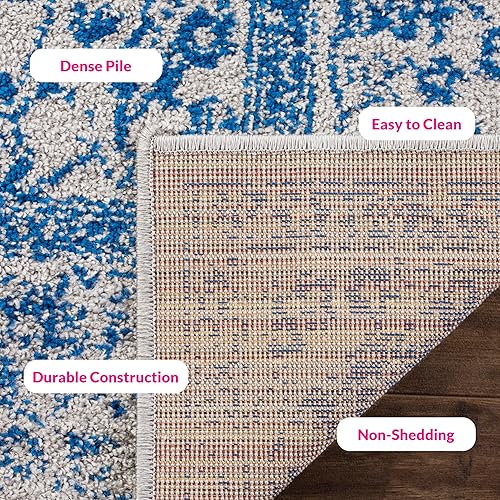 Miniatura 280 de Safavieh colección Adirondack - Alfombra de área, 6 x 9 pies, gris y azul, diseño oriental desgastado, no desprende pelusa, fácil cuidado, ideal