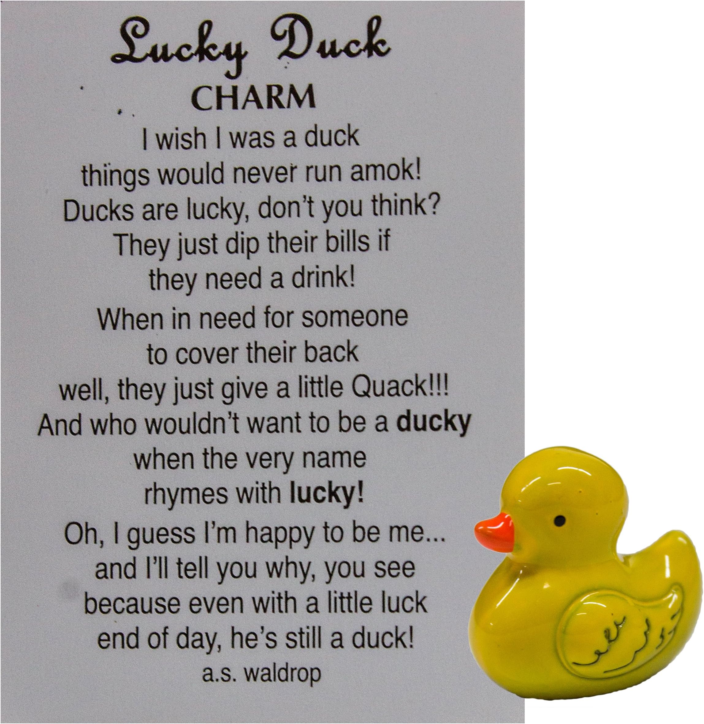 Lucky Little Duck Pocket Charm with Story Card, Yellow