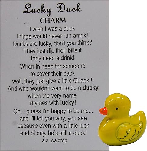 Ganz Lucky Little Duck Pocket Charm avec carte historique, jaune