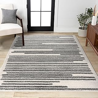 JONATHAN Y Khalil Modern Berber Stripe Cream/Black Indoor Area Rug, 8x10...