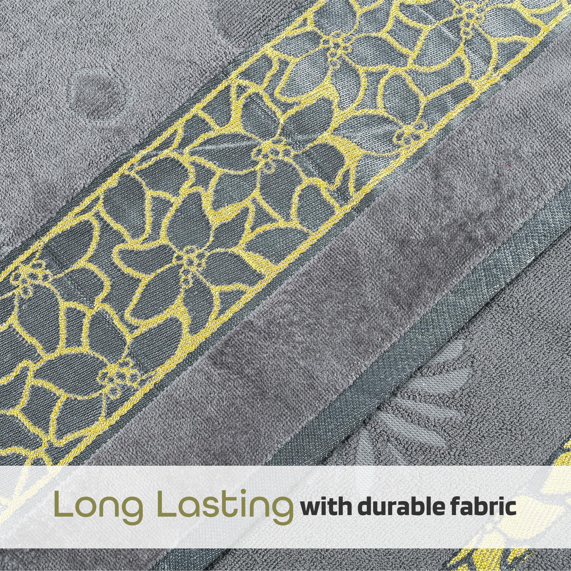 Urbane Home Pack of 4 Soft Blend Cotton Bathing Towel for Men/Women | 450 GSM Fade/Wrinkle Resistant Towels | 30x60 Inches - Velvet Grey 3