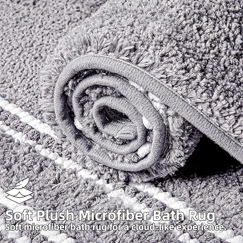 Miniatura 5 de Alfombras de baño de 17 x 24 pulgadas, extra suaves, absorbentes, de felpilla, antideslizante, parte trasera de goma, lavables a máquina, alfombras