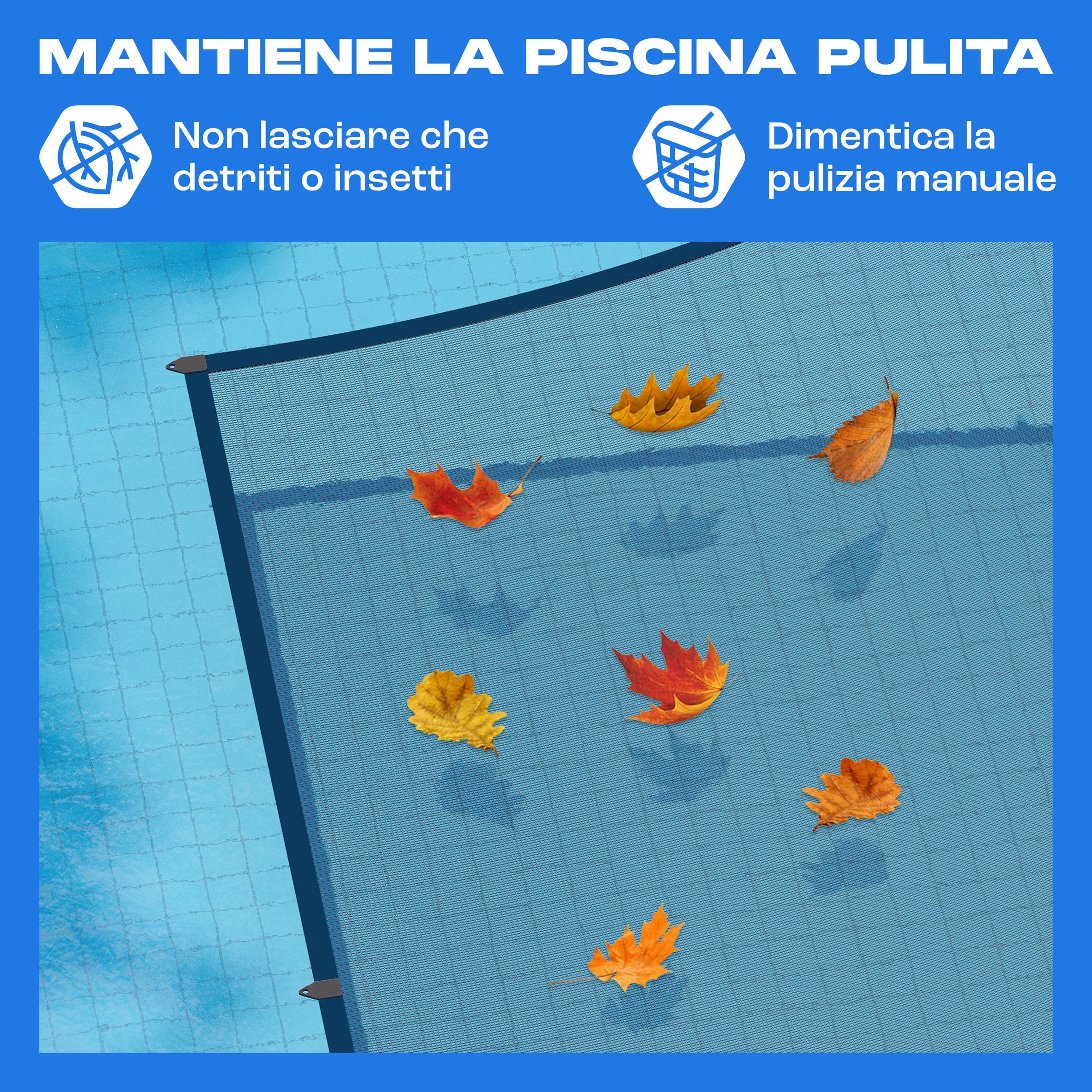 Yankee - Rete per foglie per piscina, rotonda, in rete, 0,4 cm, copertura per piscina fuori terra, previene foglie e detriti, rete resistente anti-intasamento (690-730 cm (Ø850cm))
