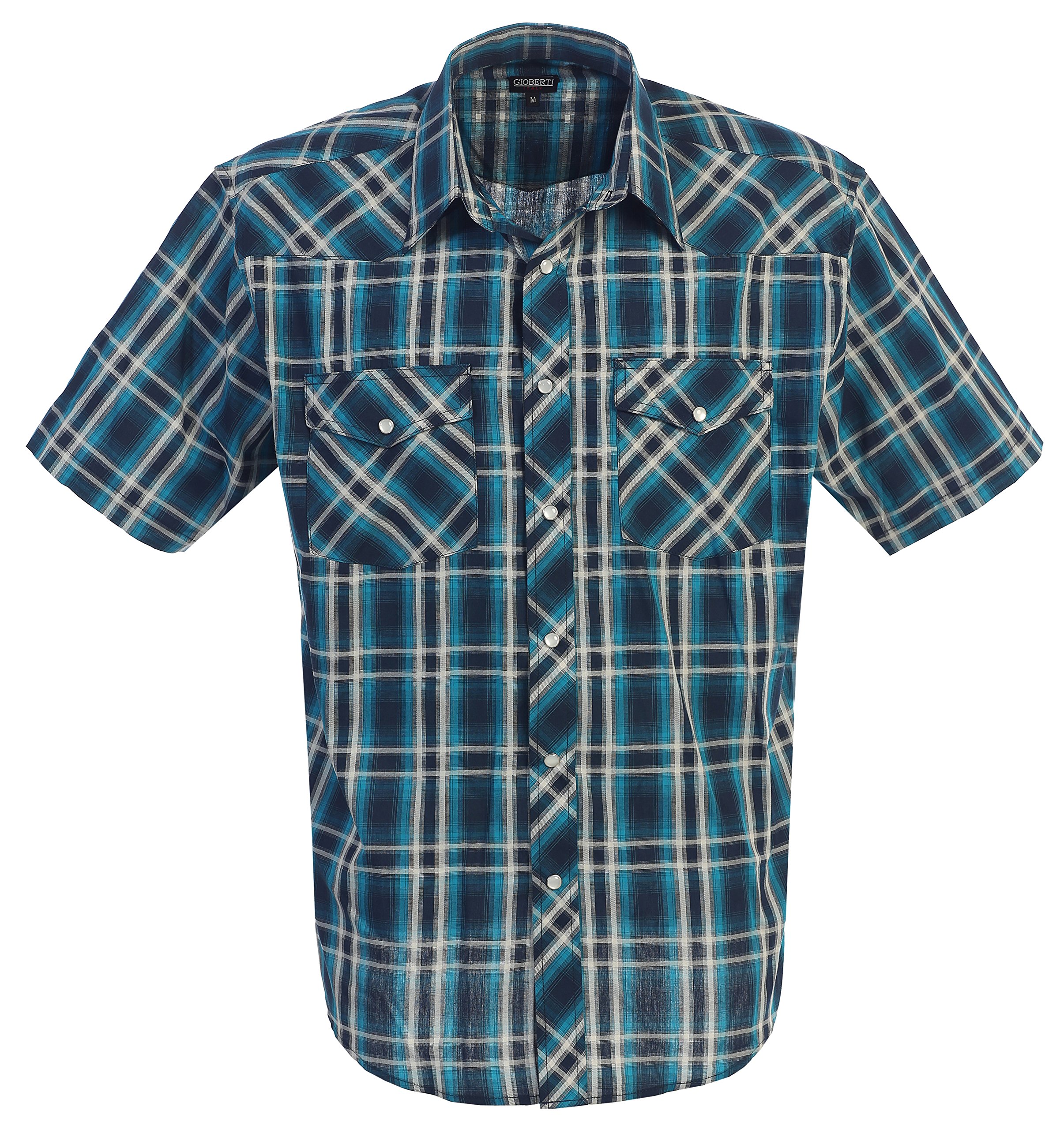 Gioberti Hombres de Manga Corta Cuadros Western Shirt