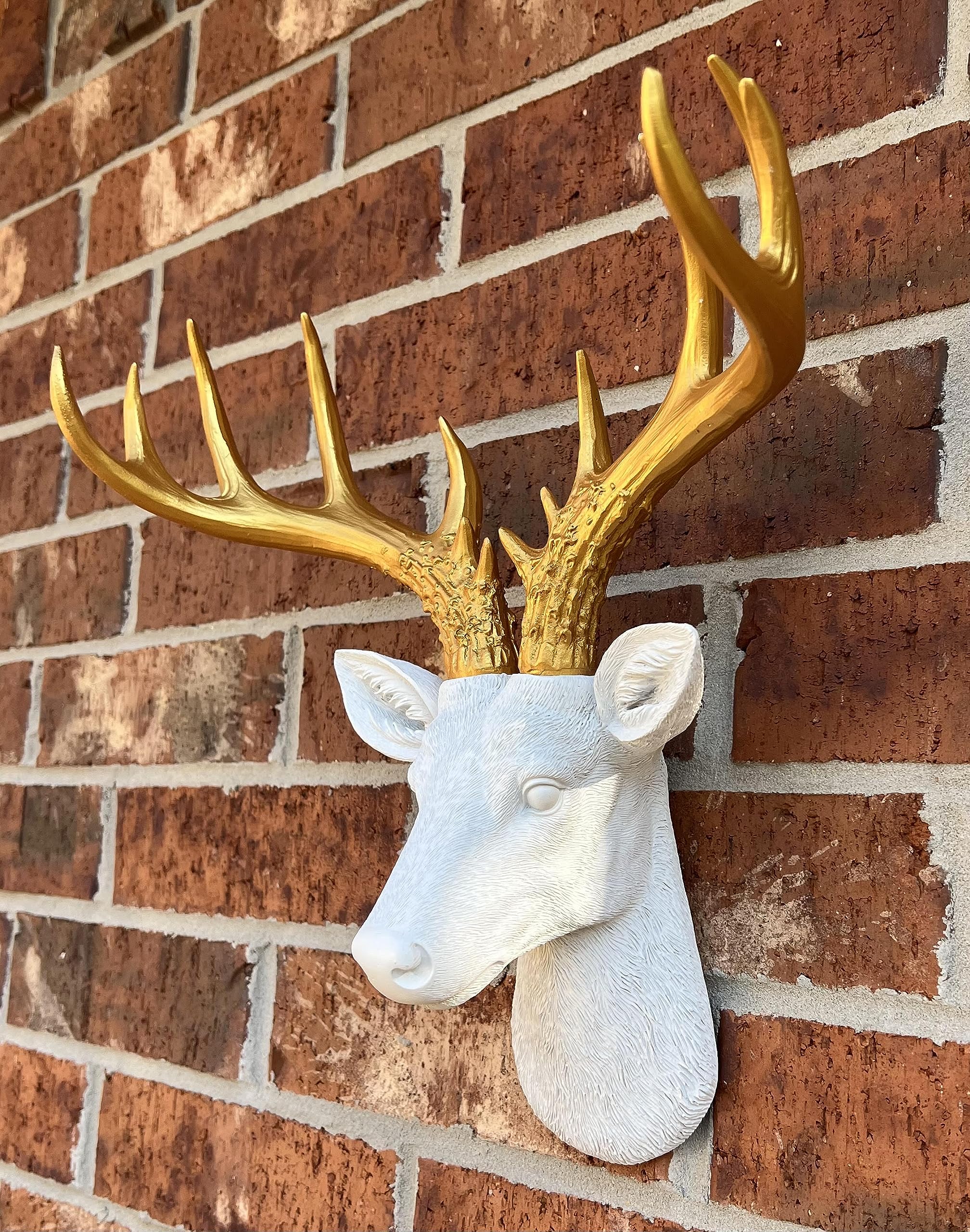 鹿頭 Amazon.co.jp: トップブラス 12 1/2インチ フェイクホワイト鹿の頭