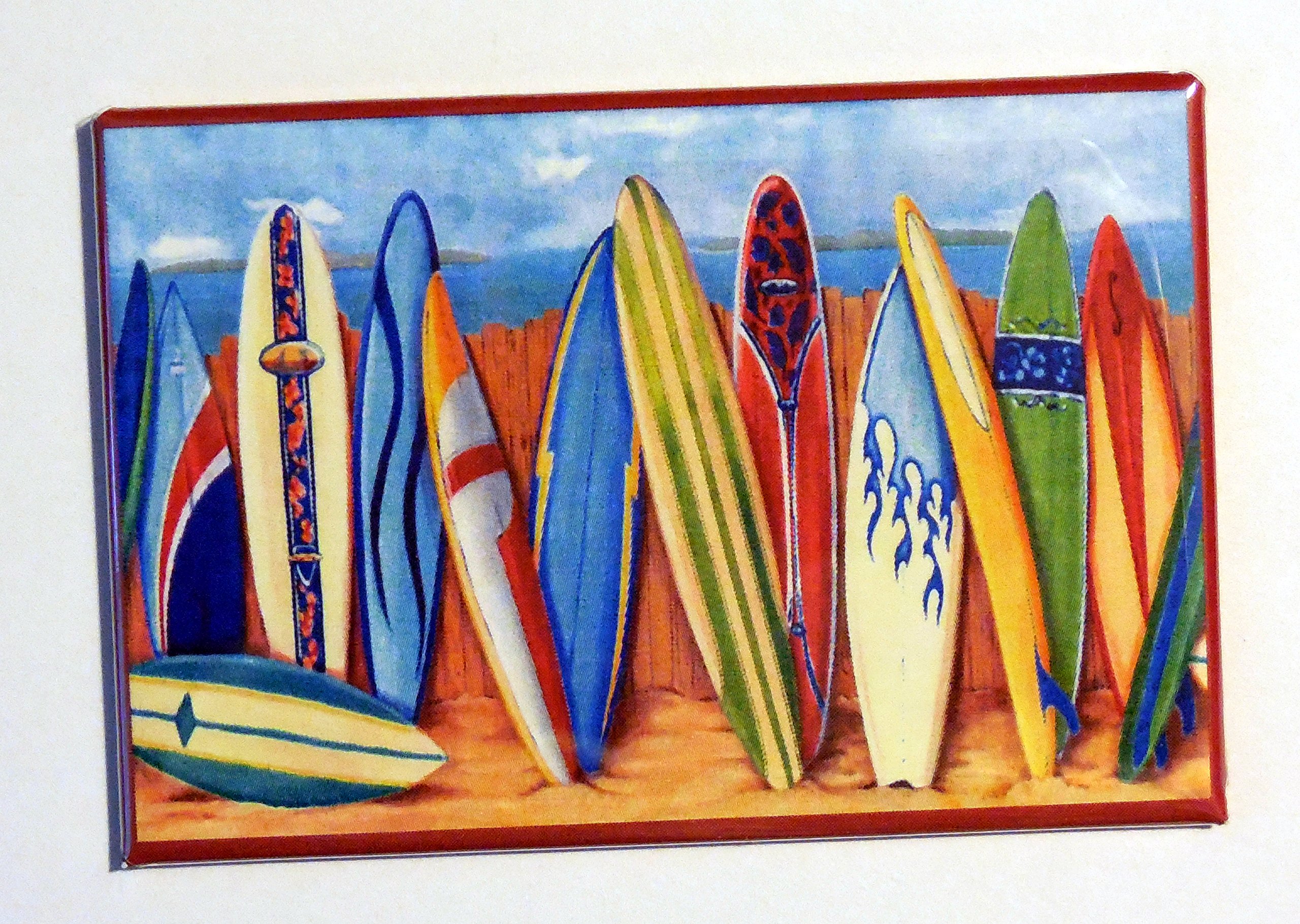 Syndra Surfboards 2" x 3" Fridge Magnet Vintage Art Gift Retro Surfing, Ocean Beach C