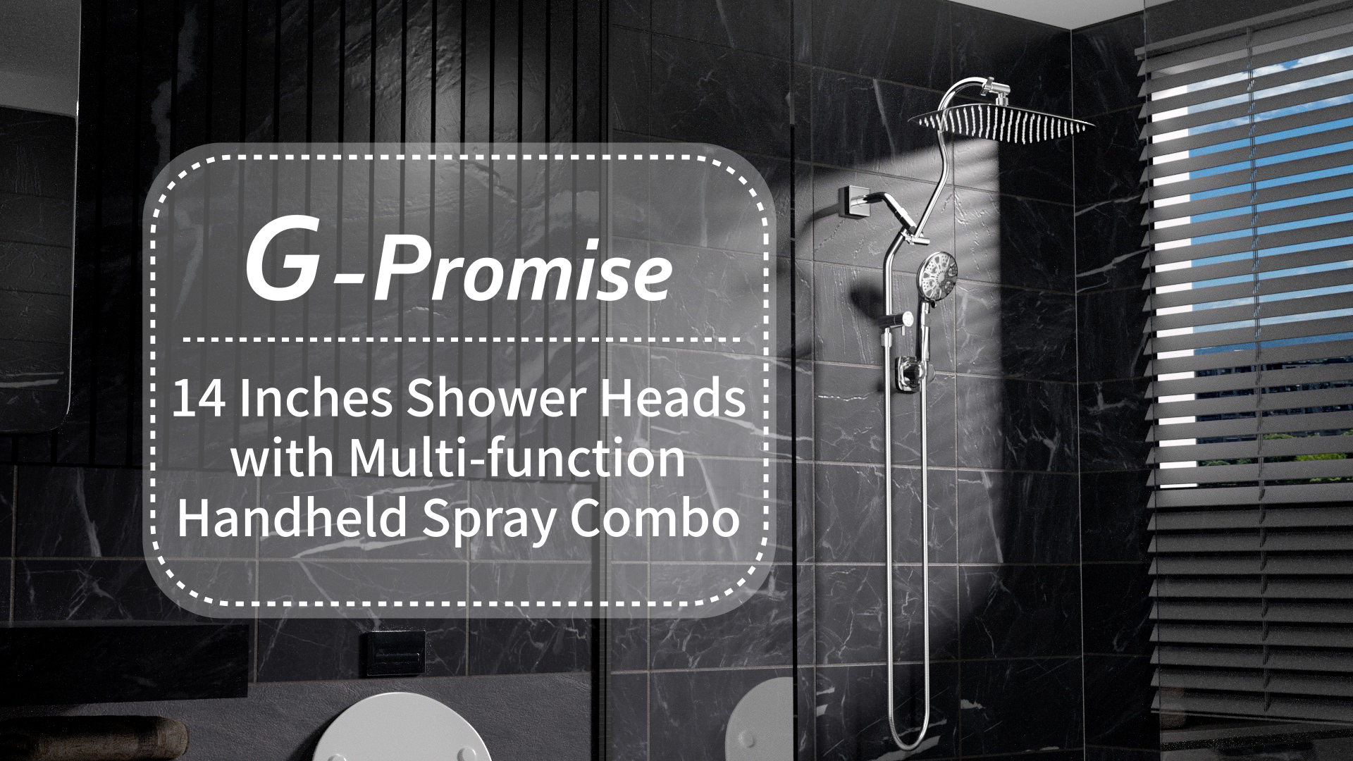 Cabezal de ducha 14 pulgadas G-Promise con brazo extensible miniatura 7