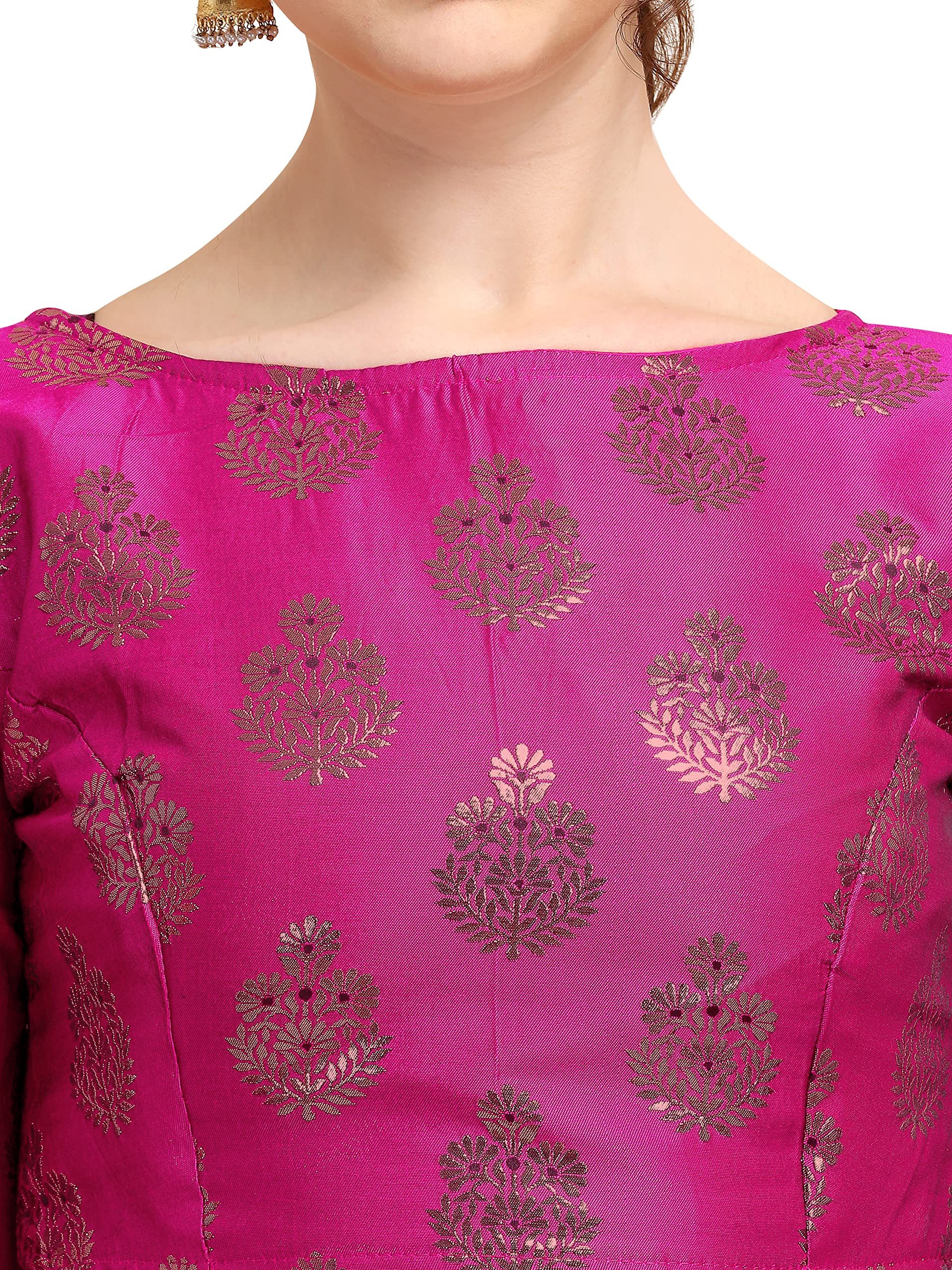 OOMPH! Jacquard Pink Readymade Blouse for Women - rbbl169xl (color may slightly vary due to photographic effect) 2