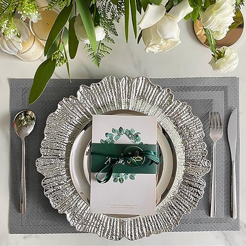 Miniatura 4 de Henilosson Platos de carga dorados de 13 pulgadas, cargadores redondos de plástico para platos de cena, bodas, fiestas, decoración elegante (24,