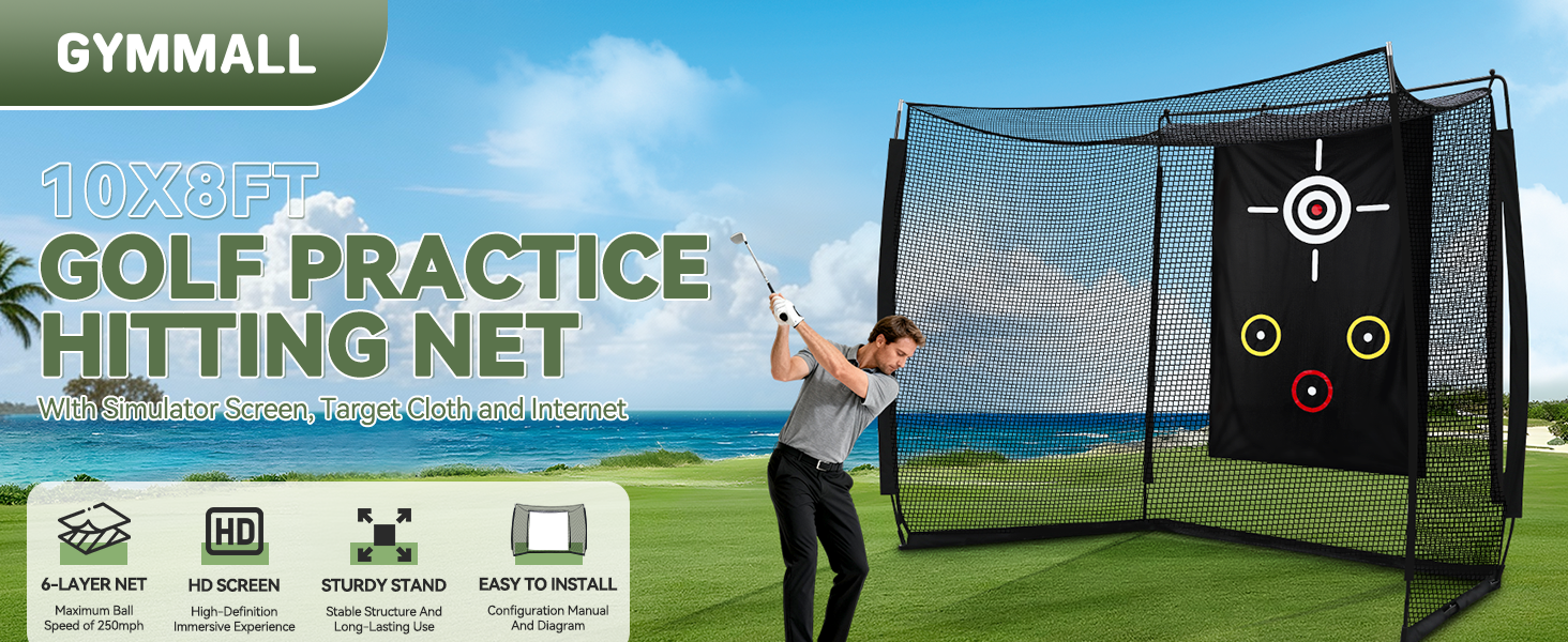 Amazon.com : GYMMALL Golf Practice Hitting Net with HD Simulator
