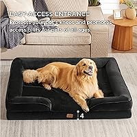 Vista 78 de Bedsure - Cama ortopédica extragrande para perros, sofá cama lavable para perros extragrandes, espuma de soporte con funda extraíble y lavable, negro