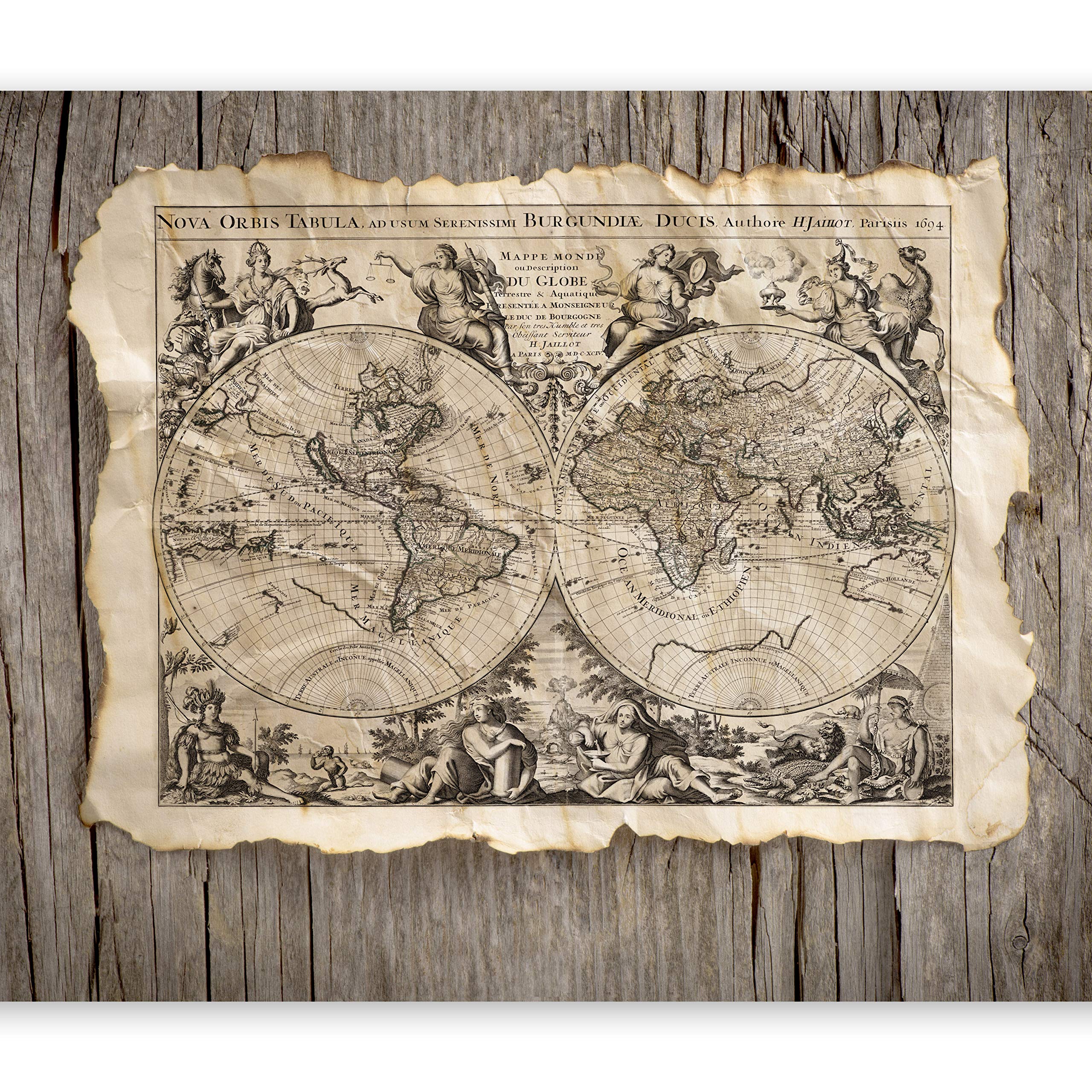 murando Fotomurales 250x175 cm XXL Papel pintado tejido no tejido Decoración de Pared decorativos Murales moderna de Diseno Fotográfico Retro madera mapa k-B-0005-a-a