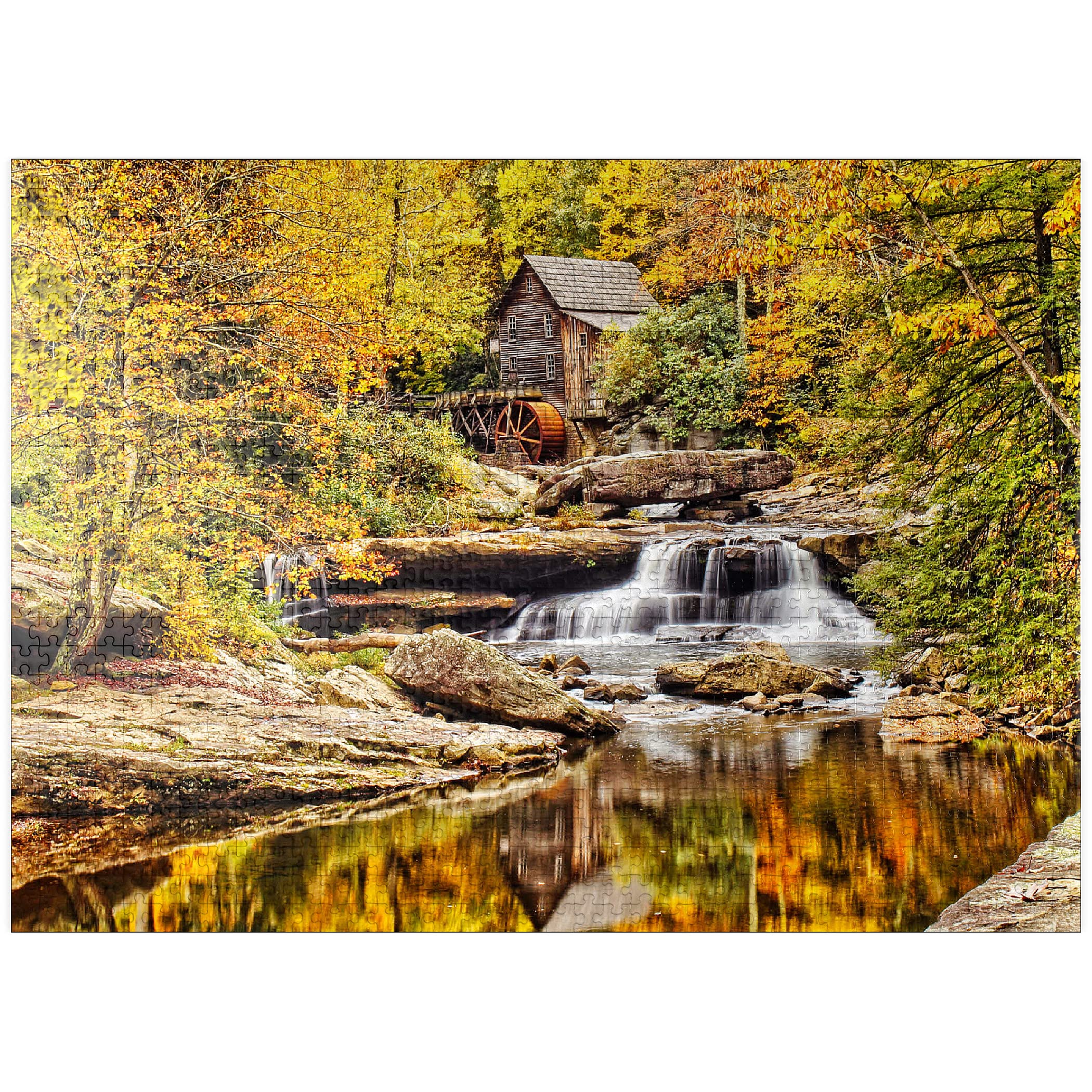 The Glade Creek Grist Mill in Babcock State Park in Southern West Virginia. - Premium 1000 Piece Jigsaw Puzzle for Adults.