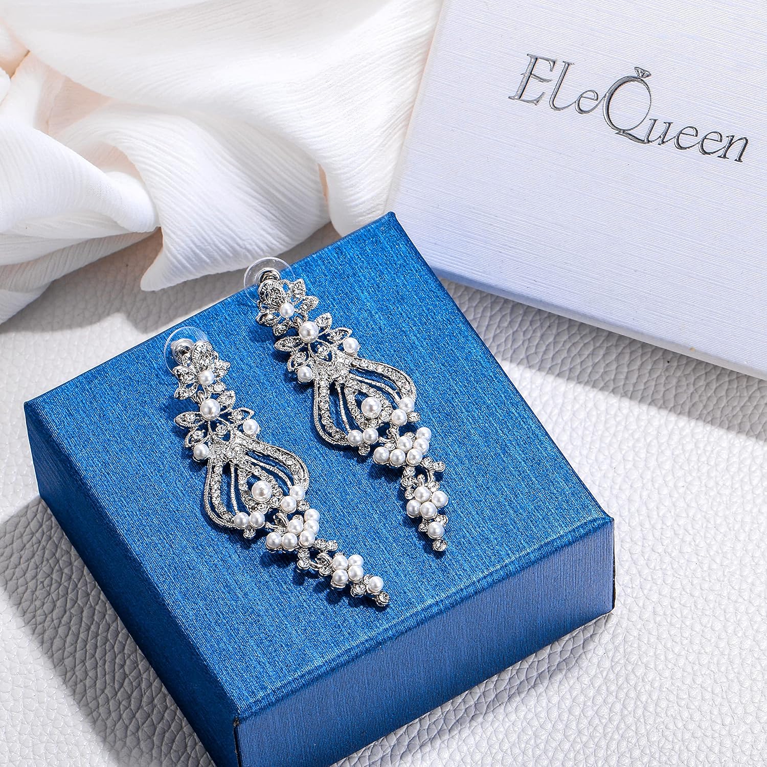 EleQueen Women's Wedding Rhinestone Crystal Vintage Style Cluster Chandelier Dangle Earrings, Jewelry Gift for Bride Bridesmaid/Anniversary/Memorial Day - Image 6