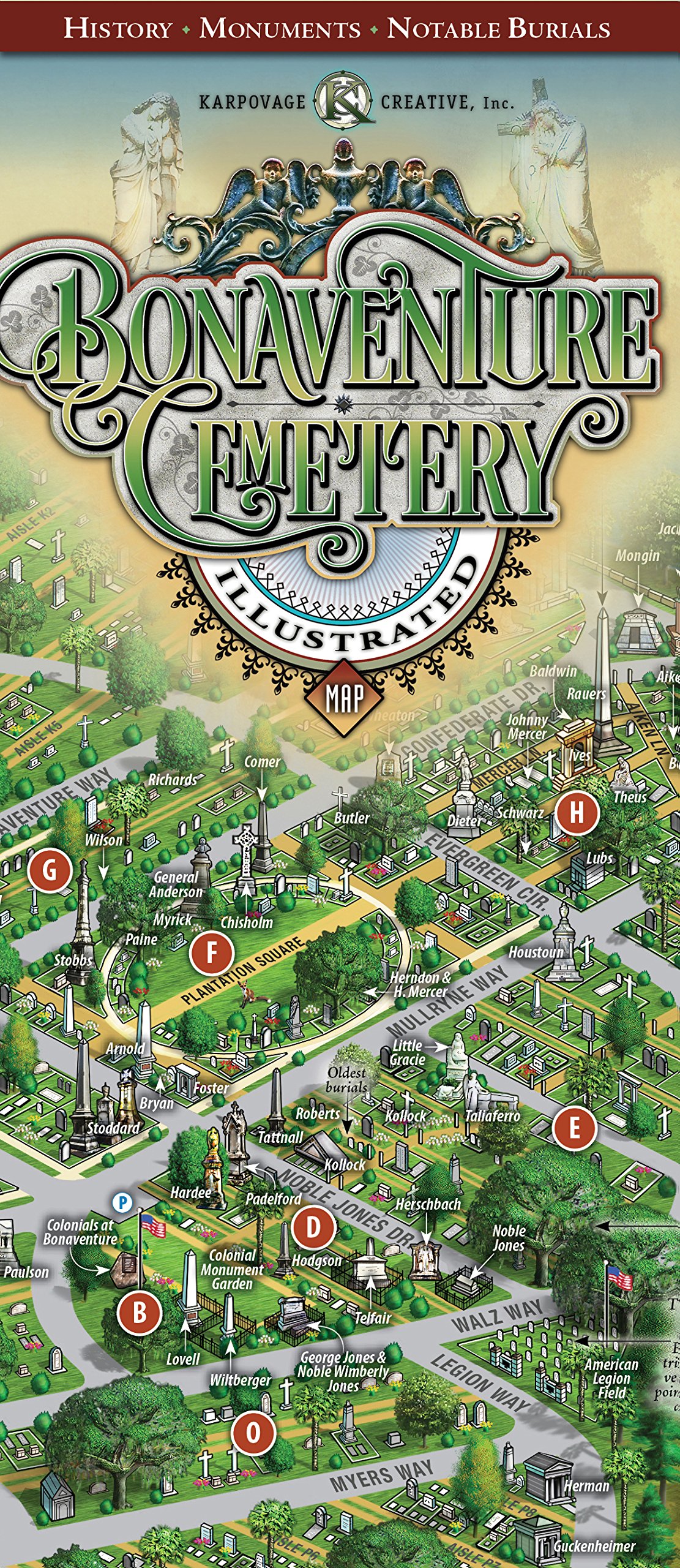 Bonaventure Cemetery Illustrated Map