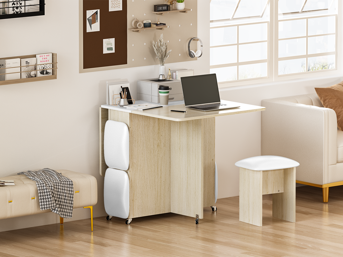 事務机・学習机 4 foldable desks and 4 foldable chairs Amazon.com - furlinkhm Folding Dining Table Set for 4, Dinner