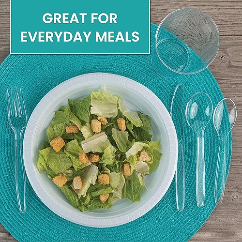 Miniatura 6 de PLASTICPRO Platos redondos de plástico de 7 pulgadas para microondas, desechables, color blanco, vajilla de 100 unidades