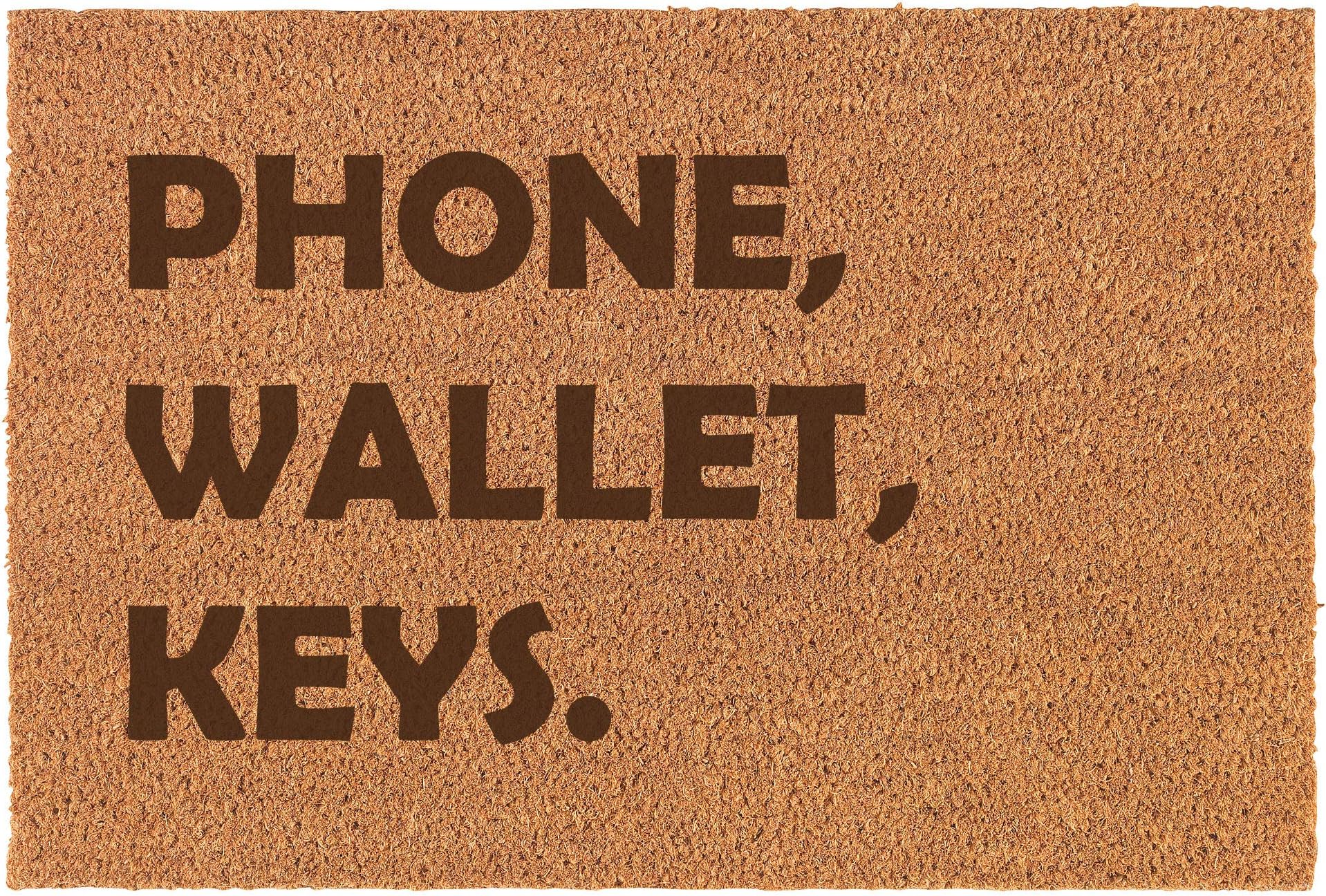 30" x 18" Coir Doormat Entry Door Mat Phone, Wallet, Keys