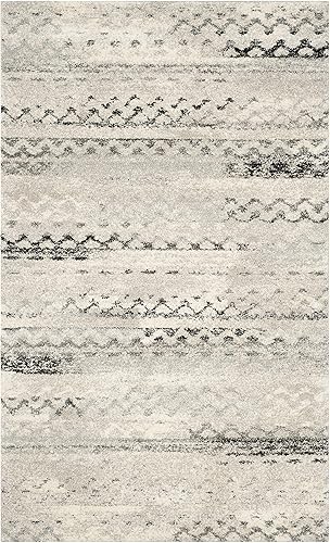 Miniatura 3 de SAFAVIEH Retro Collection - Alfombra de área de 5 pies 3 pulgadas x 8 pies, color crema y gris, diseño abstracto moderno, no desprende pelusa y de