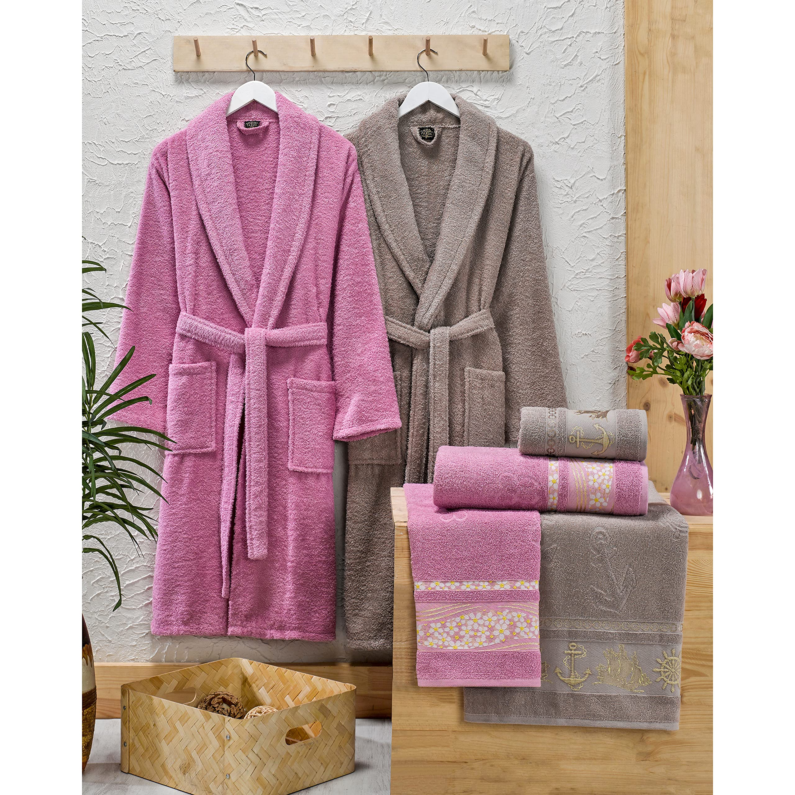 Buy PARDAPARDA 6Piece Turkish Terry Cotton Couple/Family Bathrobe Set