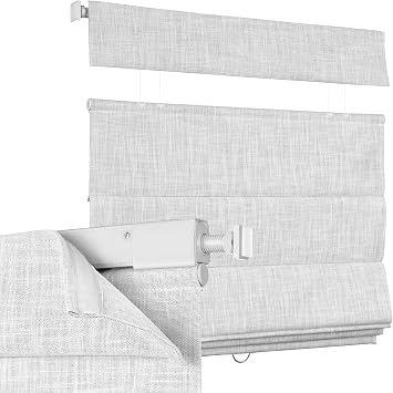 Boolegon No Drill Roman Shades for Windows, White,32" W x 64" H