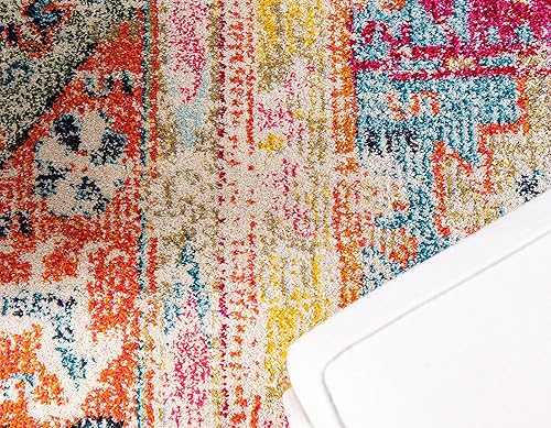 Miniatura 6 de Unique Loom Colección Monterey  Tapete bohemio tribal de época con colores brillantes, Polipropileno, MultiBeige