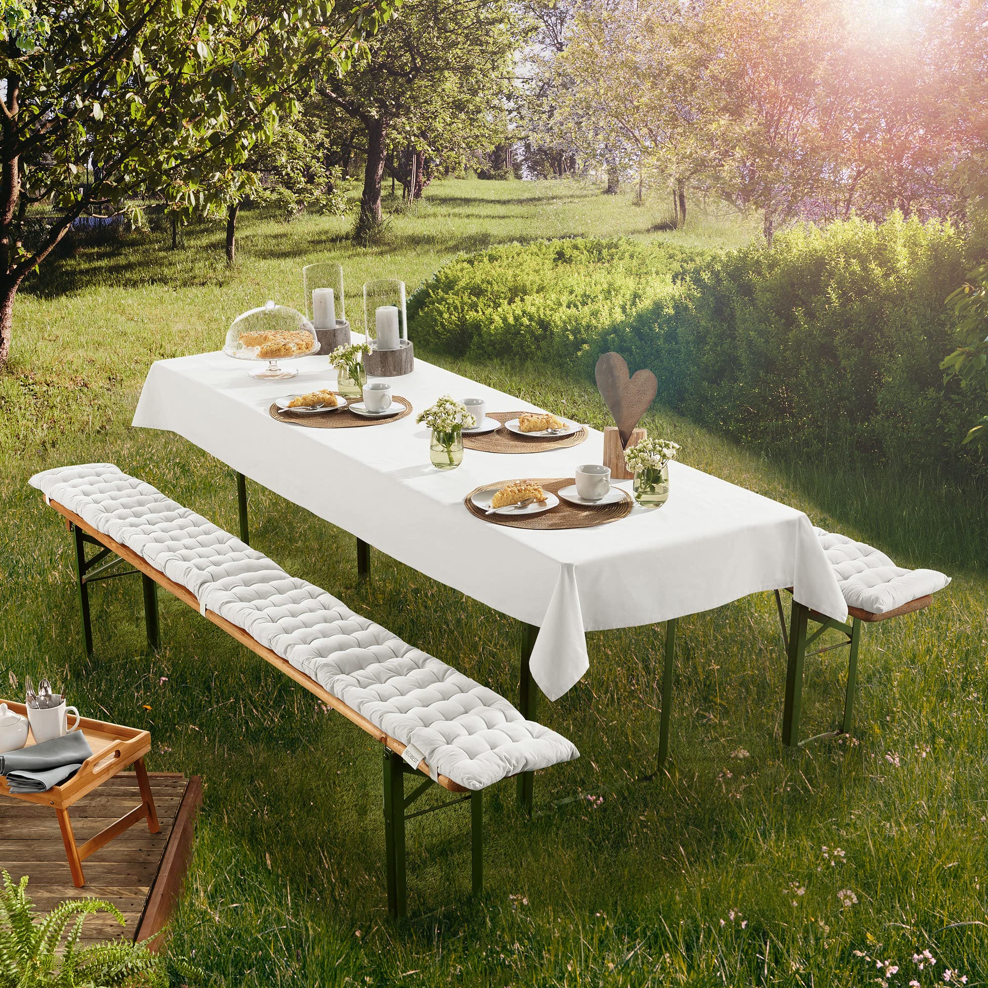 REDBEST Biertisch-Tischdecke, Biertisch-Auflage, Tischdecke Bierzeltgarnitur, Bierbanktischdecke weiß Größe 90x260 cm - strapazierstark und langlebig