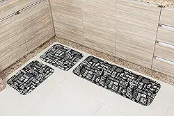 Jogo de Tapetes para Cozinha 3 Peças Beer – Antiderrapante e Confortável | Tapete Cozinha Poliéster e Látex – Tecil