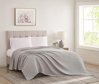 CANNON Heritage Cotton Waffle Grey Cotton 1-Piece Full/Queen Blanket, Solid Color Themed, for Men and Women, Oeko-TEX Certified Confidence