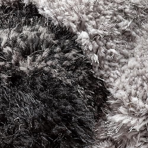 Miniatura 3 de Well Woven Luze - Alfombra geométrica gruesa y suave con textura 3D de reloj de arena negro (5 pies 3 pulgadas x 7 pies 3 pulgadas)