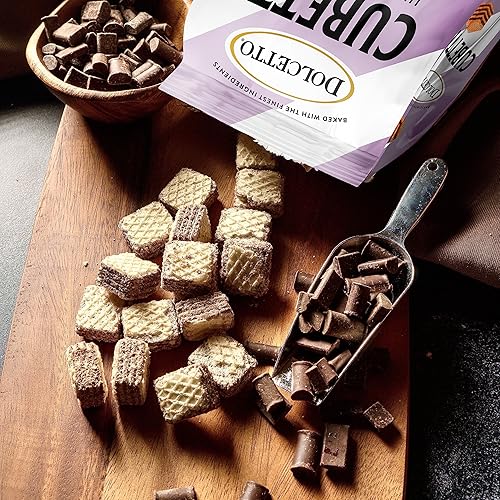 Miniatura 5 de Dolcetto Cubetti - Galletas de oblea crujientes, sabor a chocolate oscuro, 8.8 onzas (paquete de 3), galletas de oblea crujientes rellenas de crema,