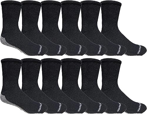 Miniatura 7 de Yacht & Smith 12 pares de calcetines negros antideslizantes para diabéticos con parte inferior de agarre holgado, calcetines de hospital de agarre,