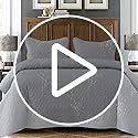 Exclusivo Mezcla Reversible Boho Quilt Set King Size, 3 Pieces Flowers Grey All Season Bedspreads, Ultra Soft Floral Coverlet Bedding Set with Printed Pattern (1 Quilt, 2 Pillow Shams)