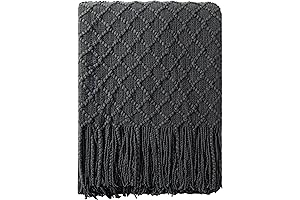 NTBAY Dark Checkered Knitted Throw Blanket