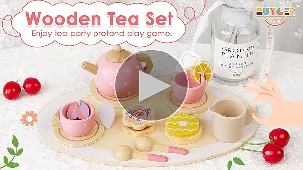 Tea Set Lawcephun Wooden Tea Party Set For Little Girls, 30pcs Princess Toy For Pretend Play, Montessori Toys For Toddlers Age 3-6, Birthday Gifts For Girls & Boys Tea Sets For Toddlers