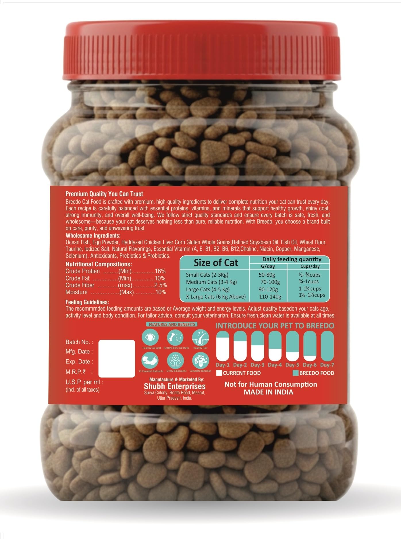 Breedo Breedo Ocean Fish Flavour Kitten Cat Food-400gm | Contains 41 Essential Nutrients | Complete & Balanced Nutrition for Kitten Cats.