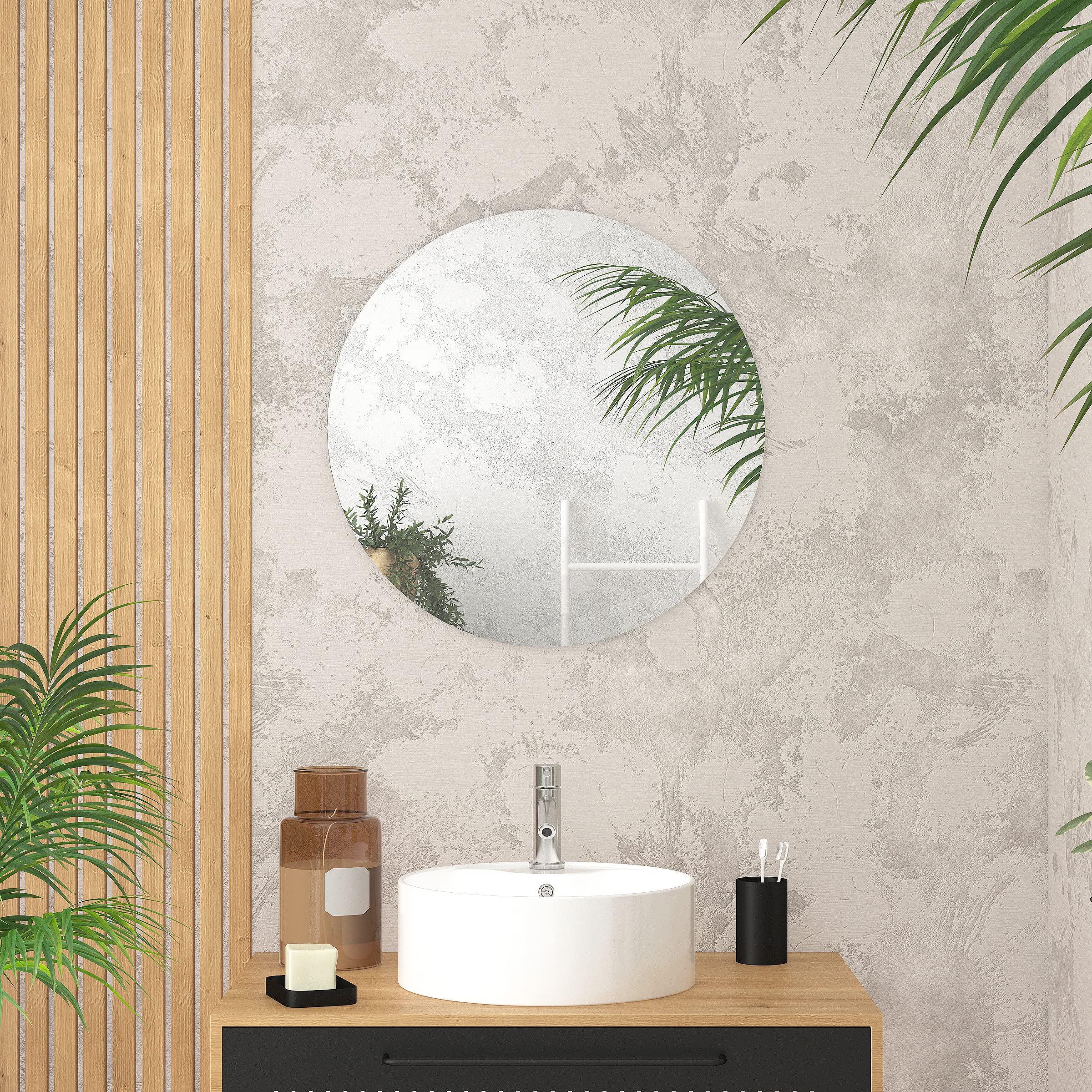 AURLANE Miroir Salle de Bain Rond - Diamètre 60cm - GO