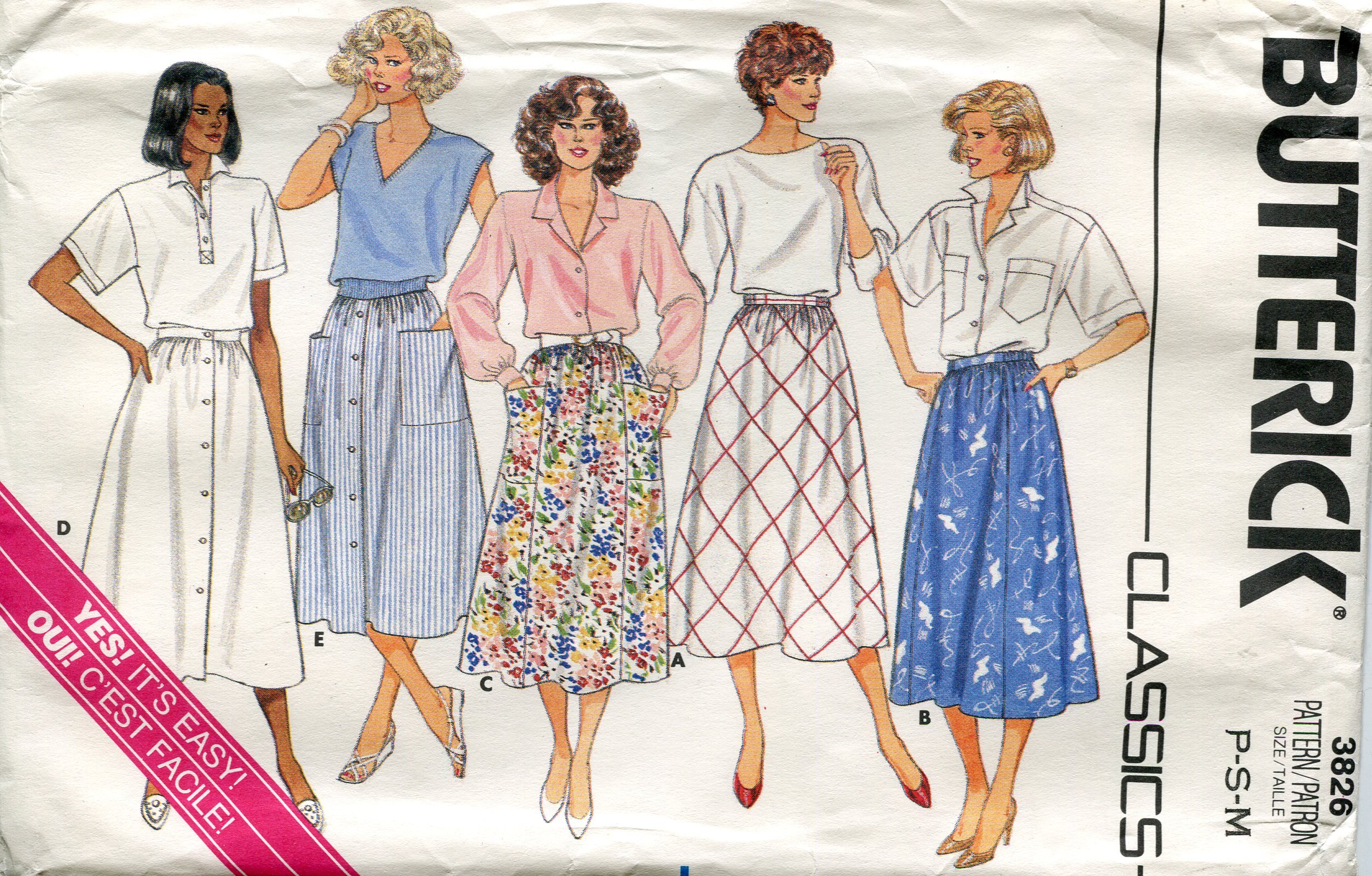 ButterickClassics Pattern 3826 Misses' Skirt, Size P-S-M (6-14)