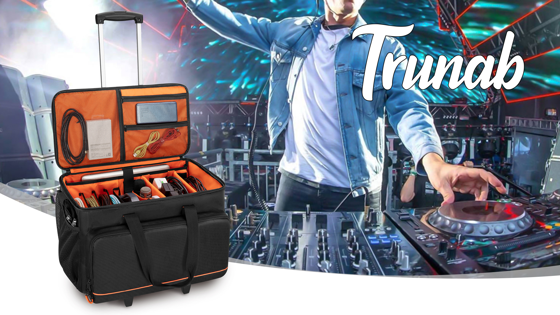 Amazon.com: Trunab Rolling DJ Cable File Bag with Hard Padded