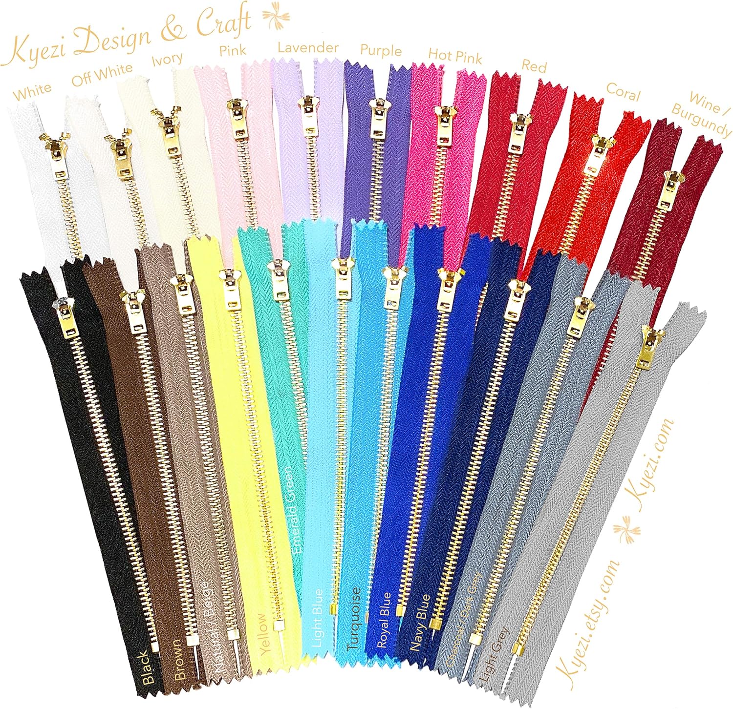 2 5 10 pcs Jeans Zippers #5 Brass Closed Bottom Metal Zippers with Locking Slider - Pink Blue Brown Burgundy Grey Black Green Natural Hot Pink Turquoise (4" - 10 Zippers, Burgundy)