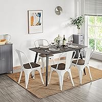 Vista 2 de Yaheetech Metal Dining Chairs Set of 4, Industrial Stackable Kitchen Chairs with Wood Top Seat for Dining Room/Restaurant/Bistro/Patio, Indoor &
