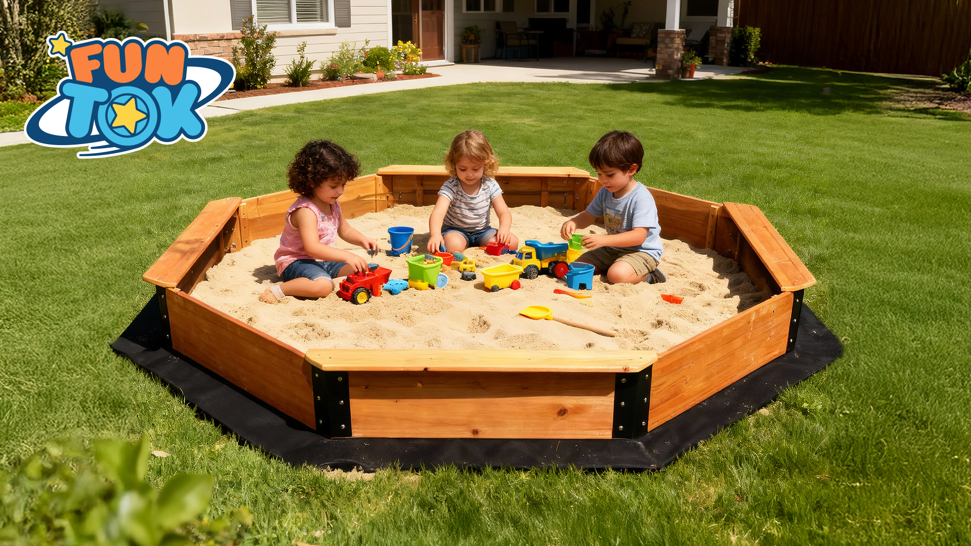 Amazon.com: FUNTOK 85''x85''x9'' Octagon Sandbox for Kids, Large