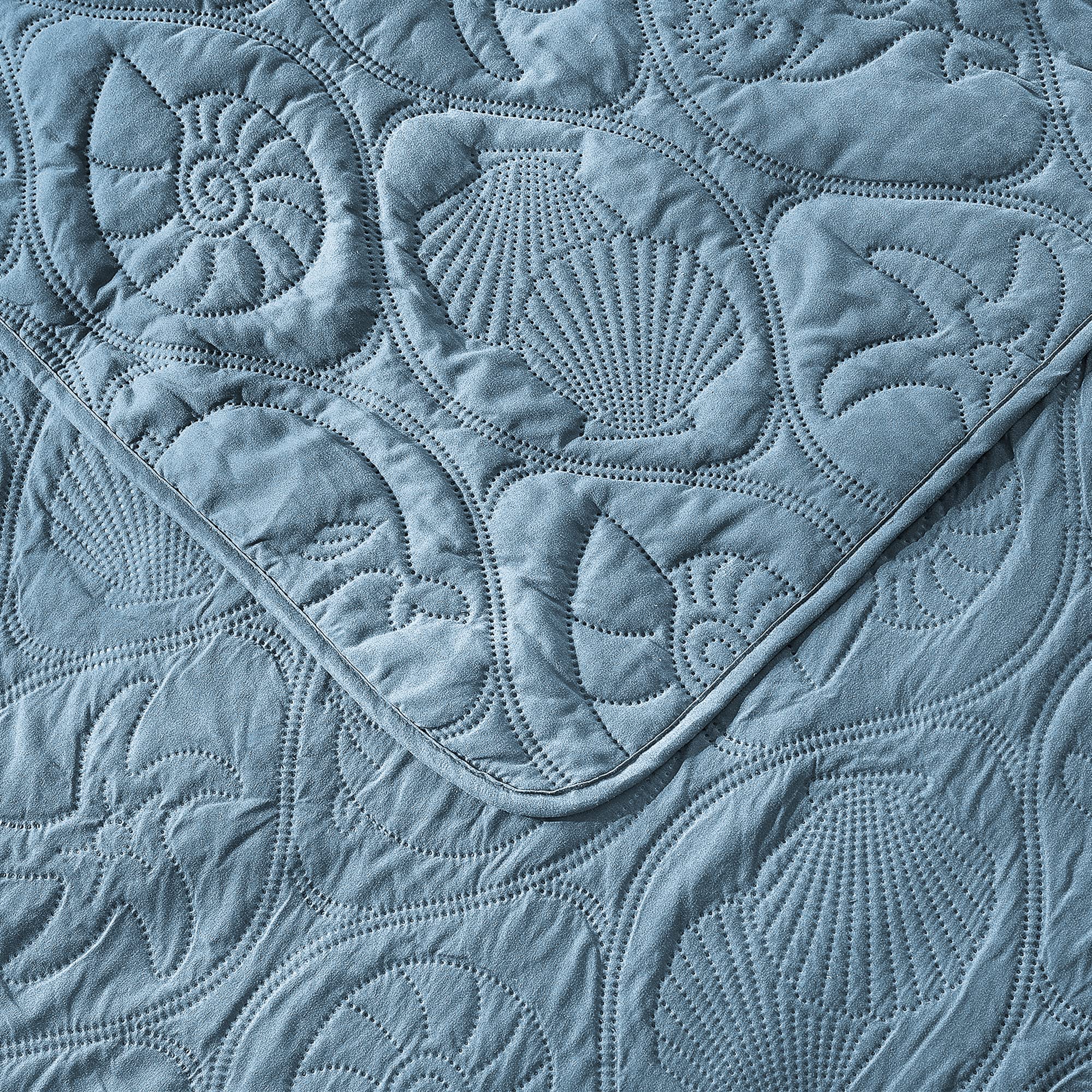 Pure Bedding Übergroße Tagesdecke - Weiche, leichte Tagesdecke aus Mikrofaser für die ganze Saison (Voll/Königin - Quadratisch Aschblau)