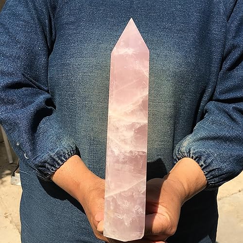 Miniatura 2 de 1.16kg Natural Rose Quartz Crystal Tower Obelisk Crystal Home Decoration Reiki Gift