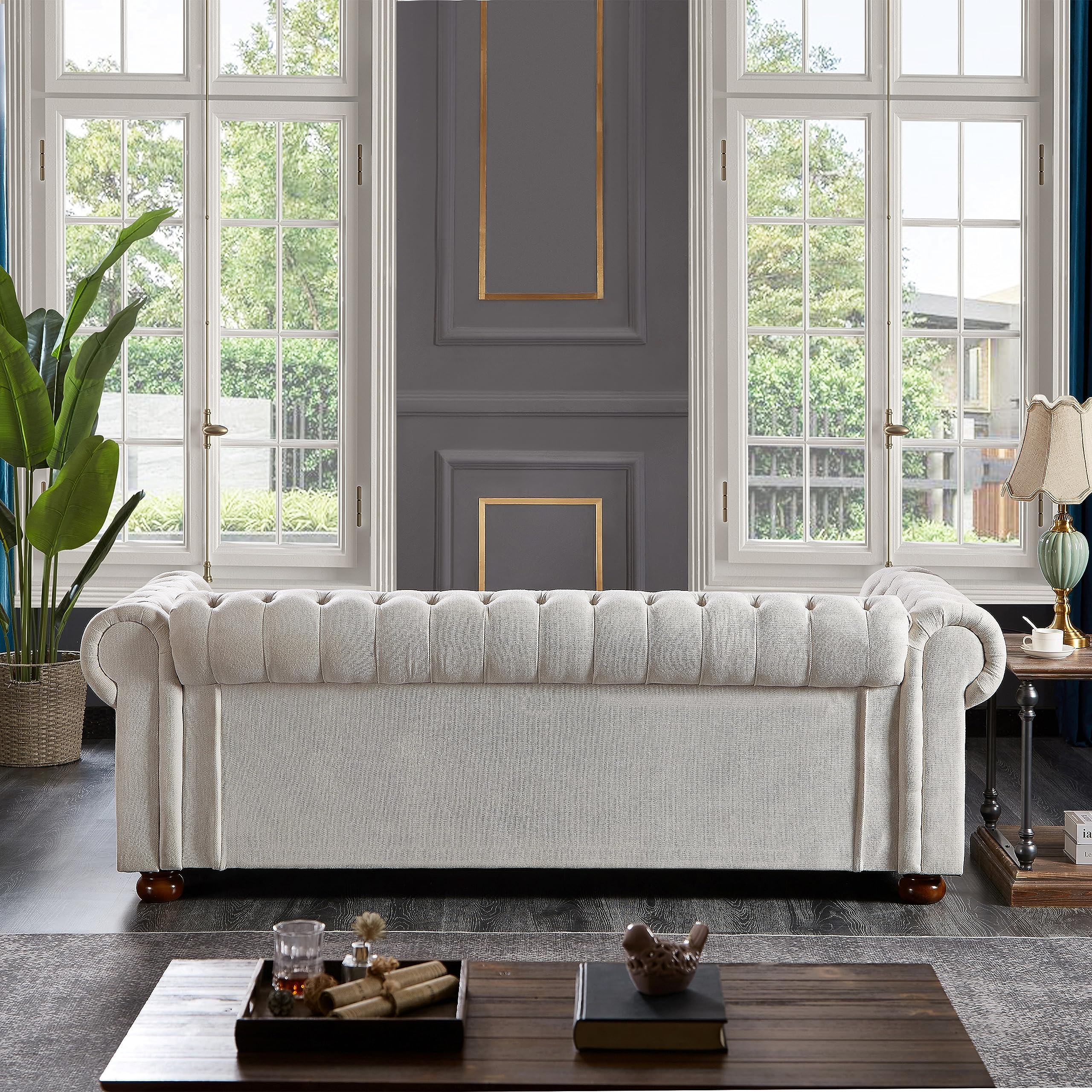 Amazon.com: Chesterfield - Sofá capitoné de 3 plazas, sofá