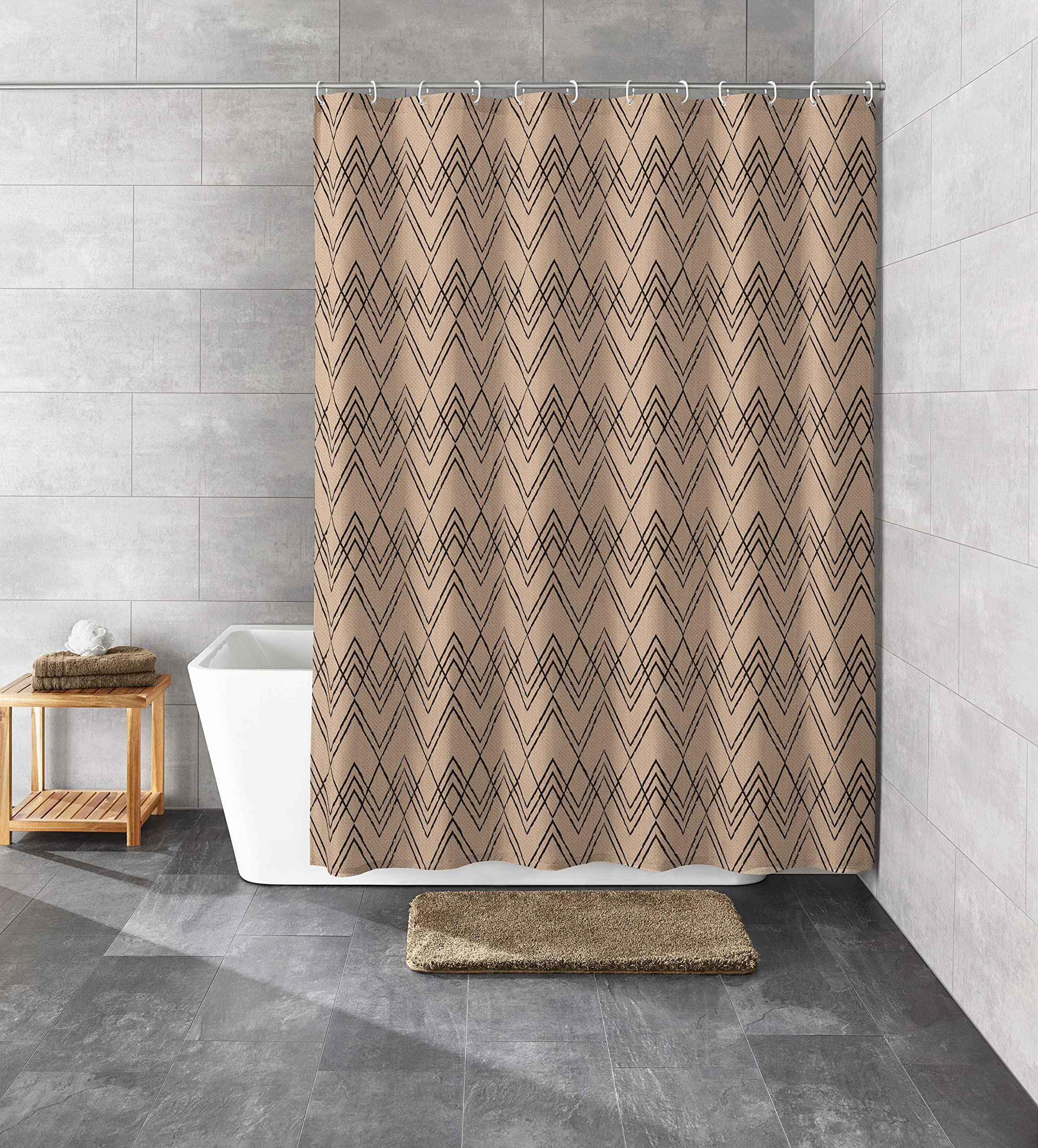 Kleine Wolke Zag Cotti Shower Curtain 180 x 200 cm Taupe 65% Polyester 35% Cotton, W 70.9" x L 78.7" (1 Panels) - Image 3