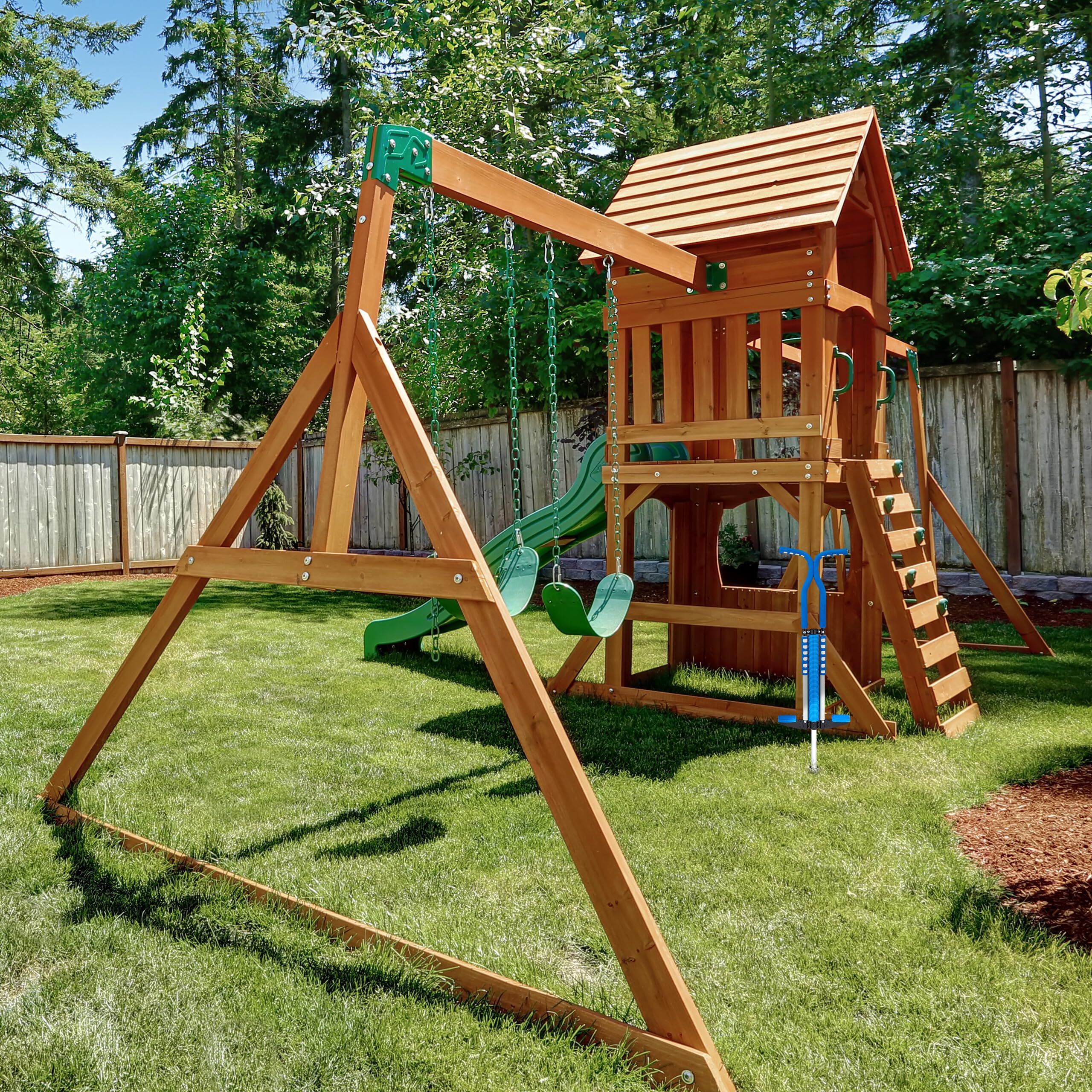 Relaxdays Salterello per Bambini, Pogo Stick, Bastone Salta-Salta, regge 60 kg, Impugnatura Imbottita, Acciaio Inox, Blu