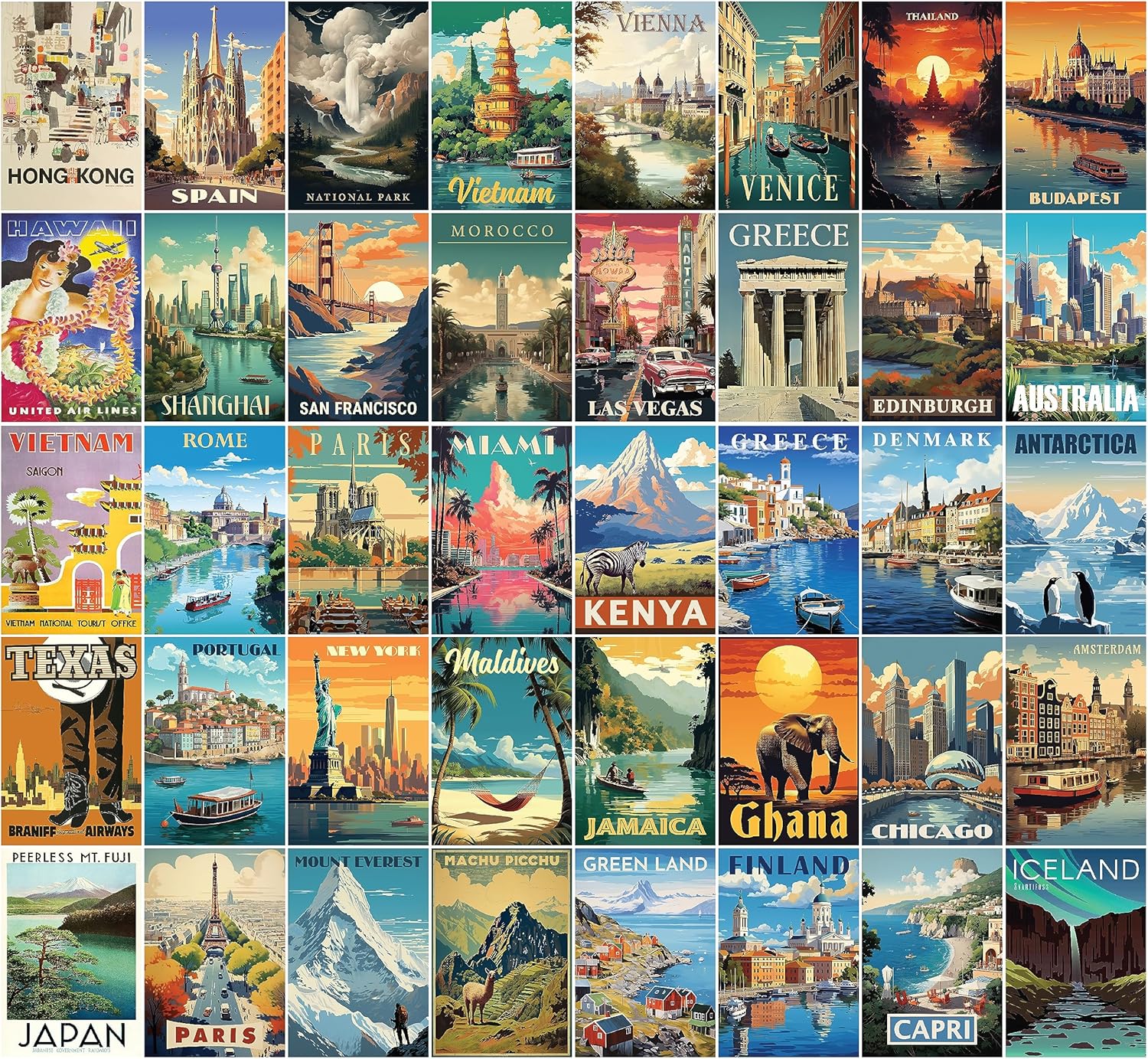 97 Decor Vintage Travel Decor Posters World Travel Wall